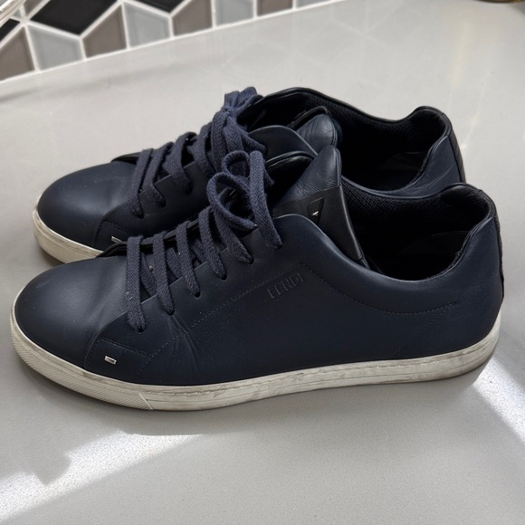 Fendi Men's Dark Blue Leather Sneakers - Picture 2 of 4